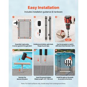 Self-Closing Outdoor Security Gate 4 X 2.5 ft Inground Swimming <b>Pool</b> Fence <b>Pool</b> Tools & Accessories Kit - Product Image 5