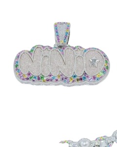 Iced Out VVS Moissanite Custom Name Pendant 925 Silver Hip Hop <b>Initial</b> Letter Pendant Elegant Pearl Cuban Link <b>Chain</b> Pendant - Product Image 1