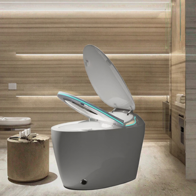 Modern Automatic Ceramic Smart Toilet with Heated Seat & Air-drying Floor Mounted Remote Control Luxury Intelligent Design