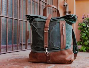 Leather Canvas <b>Backpack</b> for <b>Travel</b> School Laptop <b>Bag</b> Wholesale Bulk OEM Custom Logo Manufacturer LCB-0061 - Product Image 2