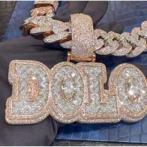 Colgante Personalizado de Letra Inicial 3D con Moissanita y Plata 925 para Hombre, Estilo Hip Hop - Product Image 3