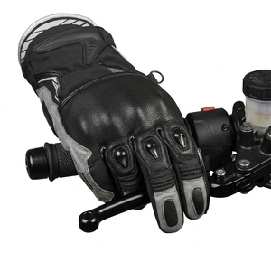 Gants de moto en cuir pour hommes, à doigts entiers, avec fermeture auto-agrippante, équipement de protection pour le cyclisme, utilisation estivale - Product Image 5