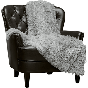 Coperta in Finta Pelliccia di Lupo Premium 127 x 165 cm, Morbida e Soffice per Letto o Divano, Nero Frost Tip - Product Image 1