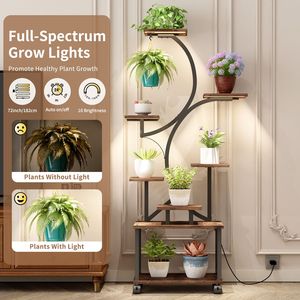 62\" Tall Indoor Plant <b>Stand</b> with 8 Tiered Large Flower 8 Indoor Grow Lights Lighted <b>Corner</b> Plant <b>Stands</b> for Growing - Product Image 3