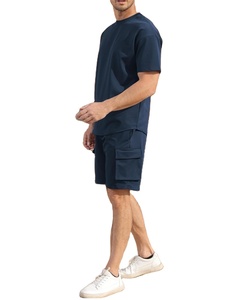 Ensemble T-shirt et short en maille respirant pour homme, été, décontracté, séchage rapide, logo personnalisé, haute qualité, 100% coton, personnalisable - Product Image 3