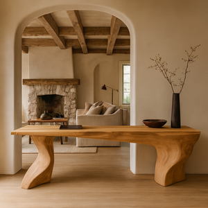 Table console en bois massif moderne artisanale Courbe naturelle Entrée pour la maison Salon Salle à manger Utilisation hôtelière Meubles de maison durables - Product Image 3