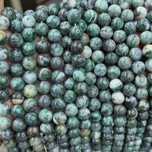 ลูกปัดไพไรต์สีเขียวธรรมชาติทรงกลม ลูกปัดพลอยสำหรับทำเครื่องประดับ DIY งานฝีมือ - Product Image 4