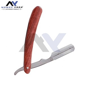 Navaja de barbero clásica con mango de madera y hoja de acero al carbono para afeitado de precisión, rasuradora manual de seguridad. - Product Image 3