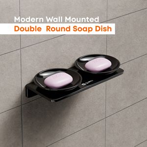 Moderno Soporte Doble Redondo para Jabón, Bandeja de Jabón de Doble Capa Montada en la Pared para Ducha, Baño y Organización de Baños de Invitados - Product Image 2
