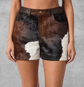Shorts de Cuero Vacuno para Mujer, Cintura Alta, Moda Moderna, Estilo Casual, Diseño Elegante, Proveedor de Shorts de Diseñador - Product Image 1