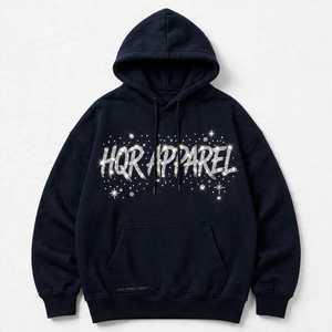 <b>Orange</b> Rhinestone Unisex Regular Fit 100% Cotton Anti-Pilling Fleece <b>Hoodie</b> Streetwear Front Logo Design - Product Image 6