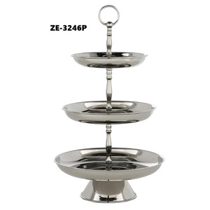 Soporte de Postres de Lujo Hecho a Mano con Base Metálica Decorativa, Soporte de Pastel de Acero Inoxidable de Tres Niveles, Soporte de Exhibición de Múltiples Capas - Product Image 1