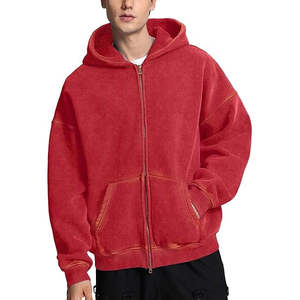 Sudadera con Capucha Casual para Hombre, 100% Algodón, Cierre de Cremallera, Servicio OEM, Lavado y Procesado, Diseño Sólido - Product Image 1