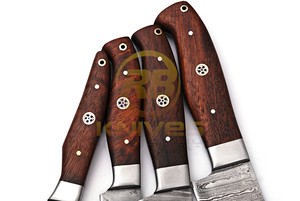 Custom Damascus Steel Chef <b>Knife</b> <b>Set</b> Handmade Kitchen Cooking <b>Knives</b> Wood Handle - Product Image 4