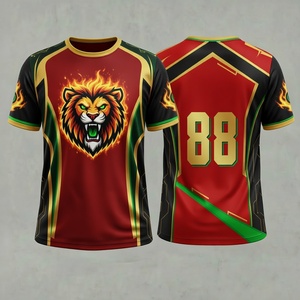 T-shirt unisexe à manches courtes en polyester, imprimé par sublimation, motif lion, coupe ajustée, vêtement de sport à motif animalier - Product Image 1