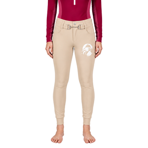 Pantalon d'équitation beige pour femme, taille haute, extensible, avec passants de ceinture, pour la compétition et l'entraînement, vêtements de sport - Product Image 1