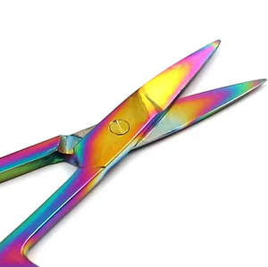 Tijera de uñas para cutículas arcoíris de varios colores de titanio curvada 3,5" - Product Image 3