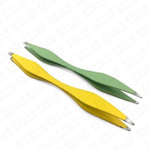2PCS Double Ended Stainless Steel Eyebrow Tweezers Set Slant <b>Point</b> Tip Yellow Green Beauty Grooming <b>Tools</b> OEM - Product Image 4