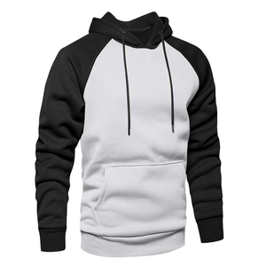White Black Color Men's American Pattern Hoodies 100% Cotton Knitted Fabric Winter Wear Long Sleeves Raglan Outdoor Hoodies - Product Image 2