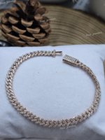 Bracelet maille cubaine en moissanite VVS plaqué rhodium, taille brillant rond, sertissage à griffes, bijoux de fête hip-hop unisexe