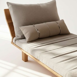 Chaise longue en bois moderne avec dossier inclinable réglable, revêtement en tissu, style japonais, meubles de salon - Product Image 6