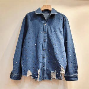 Veste en jean décontractée pour homme, grande taille, coupe ample, 100 % coton, style vintage, avec logo frontal, vente en gros de haute qualité - Product Image 6