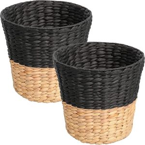 Panier de rangement rond en jacinthe d'eau, tissé à la main, décoratif, avec couvercle, organisateur de rangement naturel pour la maison - Product Image 1