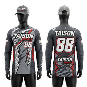 เสื้อเจอร์ซีย์มอเตอร์ครอสผู้ชาย พรีเมียม 200 GSM โพลีเอสเตอร์ ระบายอากาศได้ดี ซับเหงื่อ สีเทา ลายพรางดิจิตอล  พร้อมสกรีนโลโก้ตามสั่ง - Product Image 1