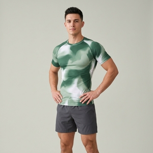 T-shirt de compression personnalisé pour homme, coupe ajustée, manches courtes, vêtements de sport actifs, entraînement en salle de sport, haut de performance - Product Image 1