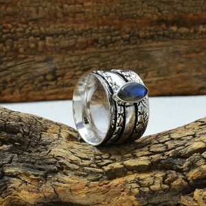 Labradorite <b>Spinner</b> <b>Ring</b> 925 Sterling Silver Fidget Meditation <b>Ring</b> Handmade Jewelry Gift for Her - Product Image 3