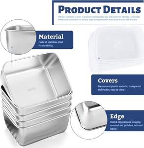 Juego de Loncheras Herméticas para Refrigerios, Oficina, Escuela, Viajes, Recipientes Reutilizables de Metal para Almacenamiento de Alimentos, Apilables, Precio al por Mayor - Product Image 3