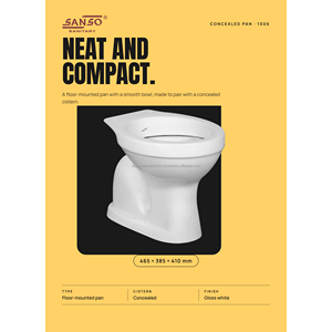 WC monobloc en céramique Sanso SANSO-1006, à poser au sol, chasse d'eau dissimulée, nettoyage facile, design moderne, pour villa - Product Image 2