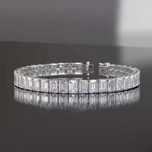 Sparkling Lab-Grown Diamond Bracelet High Quality 18K White Gold Non-Fade Hip Hop Jewelry for Men and Women - Product Image 1