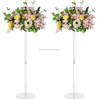 Transparent clair rond acrylique fleur support guide de route centres de table pour la fête de mariage événement décoration Ft018
