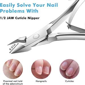 Coupe-ongles professionnel en acier inoxydable ultra-affûté à large ouverture, forme biseautée, type fantaisie, manche courbé - Product Image 5