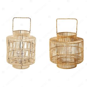 Vietrustic Handmade Natural Floor <b>Lantern</b> <b>Candles</b> and Glass Holders Bamboo Rattan <b>Lantern</b> Hanging <b>Candle</b> Holders - Product Image 4