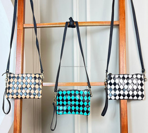 Designer Fashionable Small <b>Square</b> Bag Checkered Crossbody Mini Bag Genuine Leather Multi-functional Wristlet Phone Bag for Women - Product Image 4