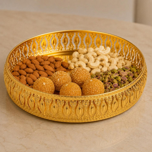 Plateau de service en métal à prix abordable pour dattes, noix, bonbons et fruits secs – Organisateur de table pour la maison, l'Aïd et le Ramadan - Product Image 6