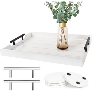 Bandeja de Servir Hecha a Mano de Madera de Mango con Bordes de Acero - Venta al por Mayor en India - Product Image 2