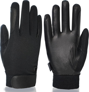 Guantes de equitación negros de invierno, guantes térmicos a prueba de viento, guantes de cuero para carreras de motos, guantes de equitación unisex con calefacción para mujer - Product Image 1