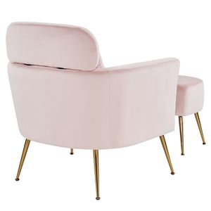 Poltrona Singola in Flanella Rosa per Interni, Semi-Smontata con Piedini e Pedali Dorati per Uso Bar - Product Image 2