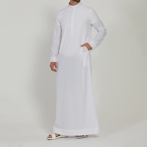 Vêtements islamiques haut de gamme, vente en gros sur mesure, polyester respirant léger de haute qualité, vêtements décontractés d'été, taille adulte, thobes pour hommes - Product Image 3