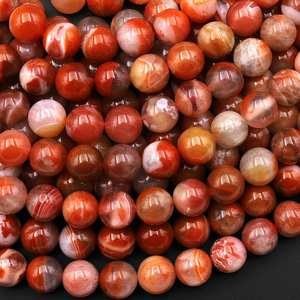 Chaîne de perles rondes en agate rouge marocaine naturelle rare pour la fabrication de bijoux, collier et bracelet DIY, vente en gros - Product Image 6