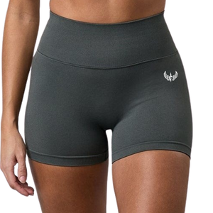Charcoal Grey Casual High Waist Elastic Waist Contour Shorts Women Gym Activewear Breathable Quick Dry Fitness Workout - Product Image 1