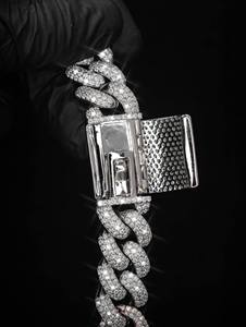 Luxury 925 Silver Rose Gold Plated Moissanite Diamond Cuban Link Chain <b>Necklace</b> Hip Hop Bling <b>Statement</b> Jewelry - Product Image 4