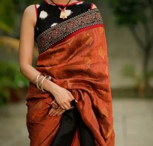 Sari en coton et lin imprimé numérique Bollywood KV - Product Image 4