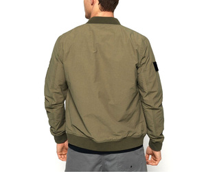 Chaqueta Bomber Verde Oliva para Hombre, Casual, Cortavientos, con Cierre de Cremallera, Corte Ajustado, de Poliéster, Algodón y Lona, para Otoño - Product Image 2