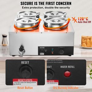 Scaldavivande Elettrico Commerciale con Quattro Pentole in Acciaio Inox da 7,4QT, Regolazione Temperatura 86-185°F, Attrezzatura per Mantenimento Calore - Product Image 4