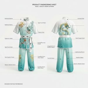 Comfortable New Design Fighter Tai Chi Kung Fu Martial Arts Uniform Custom Made Own Design Short Sleeve Karate Uniform Set - Product Image 2