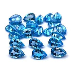 Topacio Azul Suizo Natural, Corte Pera, Facetado, Piedras Sueltas Calibradas, Venta al Por Mayor para Joyería, Gema de Topacio Azul - Product Image 2